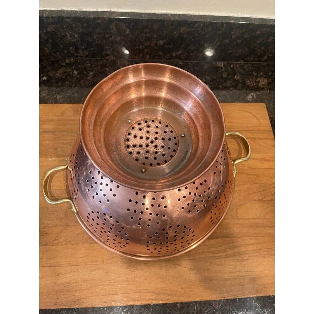 12 inch vintage copper colander